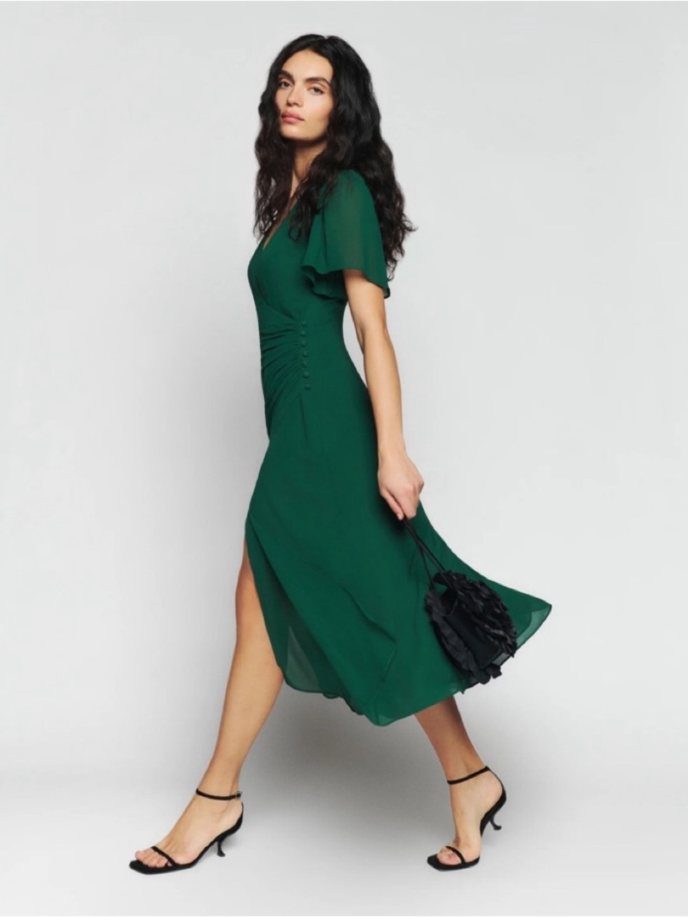 Reformation Breanna Dress Emerald Green